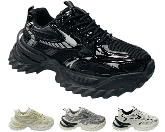 Chunky Sole Lace Up Mesh Sports Trainers