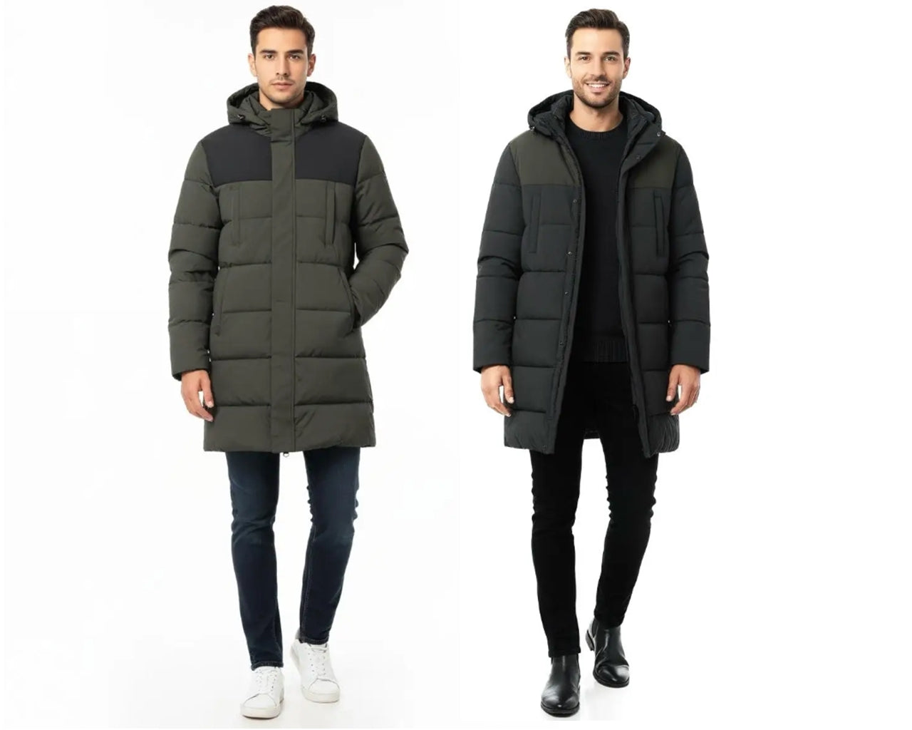 Padded Full Zip Removable Hood Long Puffer Jacket