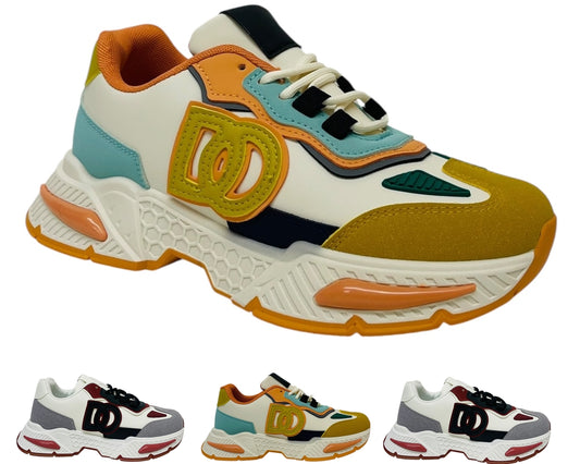 Chunky Sole Lace Up Faux Leather Trainers