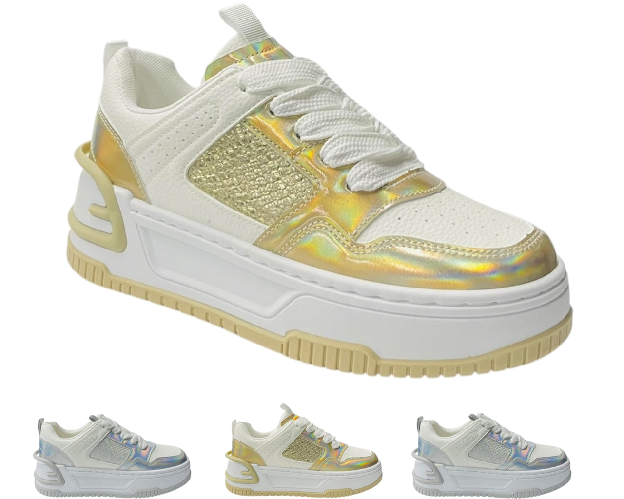 Platform Faux Leather Lace Up Trainers