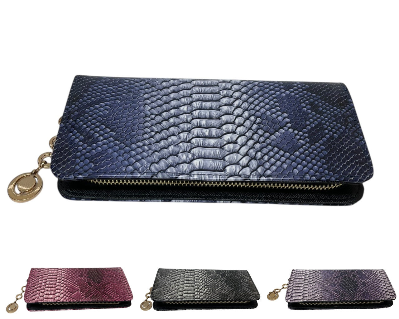 Snake Skin Print Wallet Card Slots Coin Purse