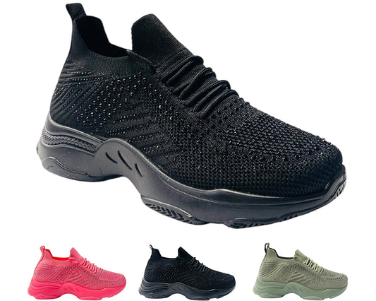 Diamante Socks Lace Up Trainers