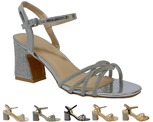 Crossover Diamante Strappy Ankle Strap Shoes