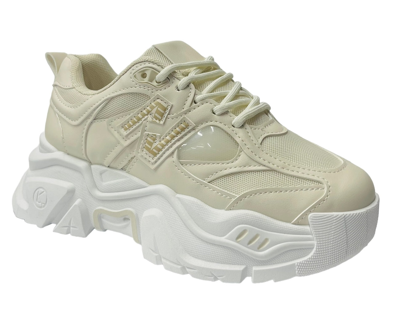 Faux Leather Chunky Sole Lace Up Trainers