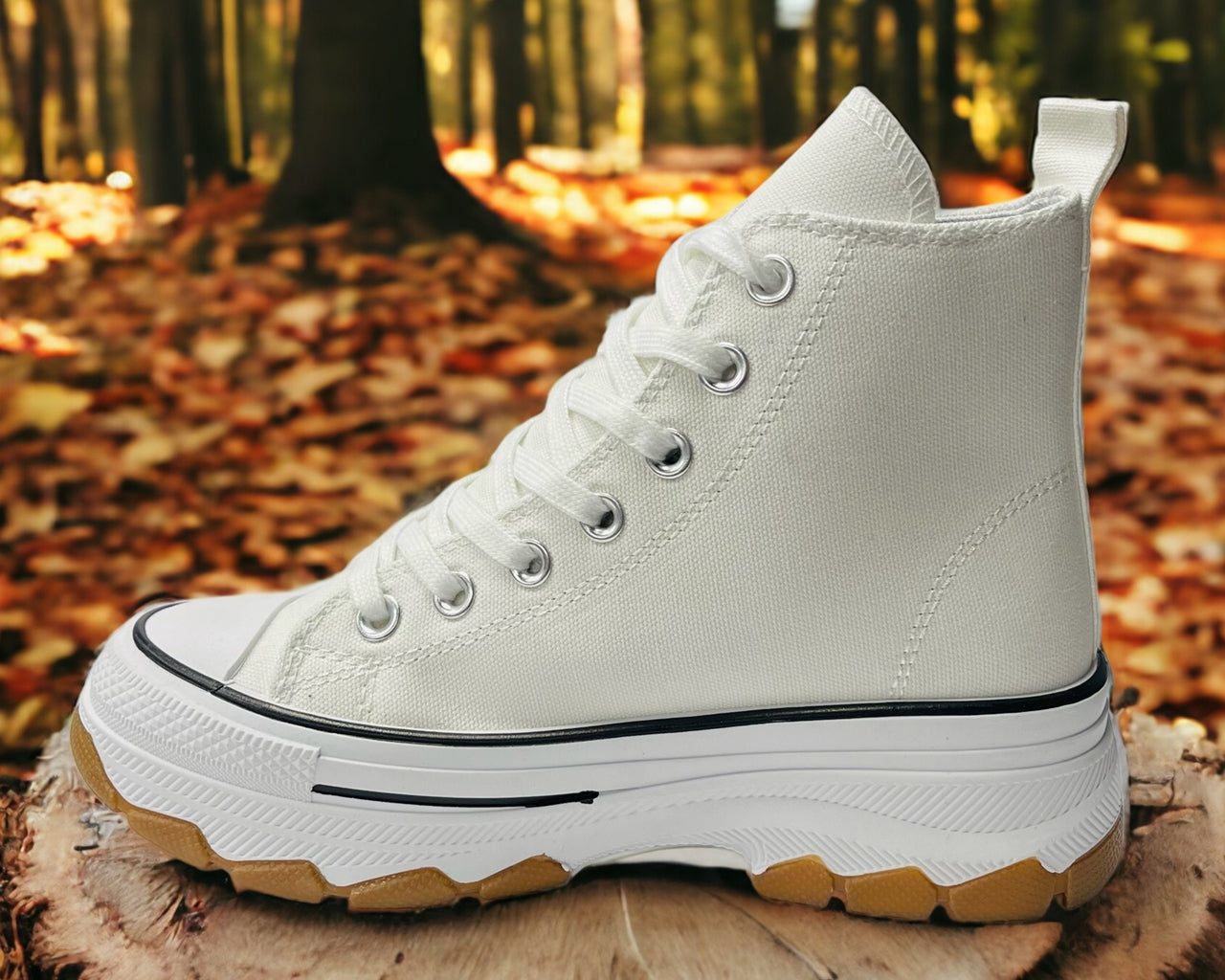 Chunky Sole Hi Top Canvas Trainers