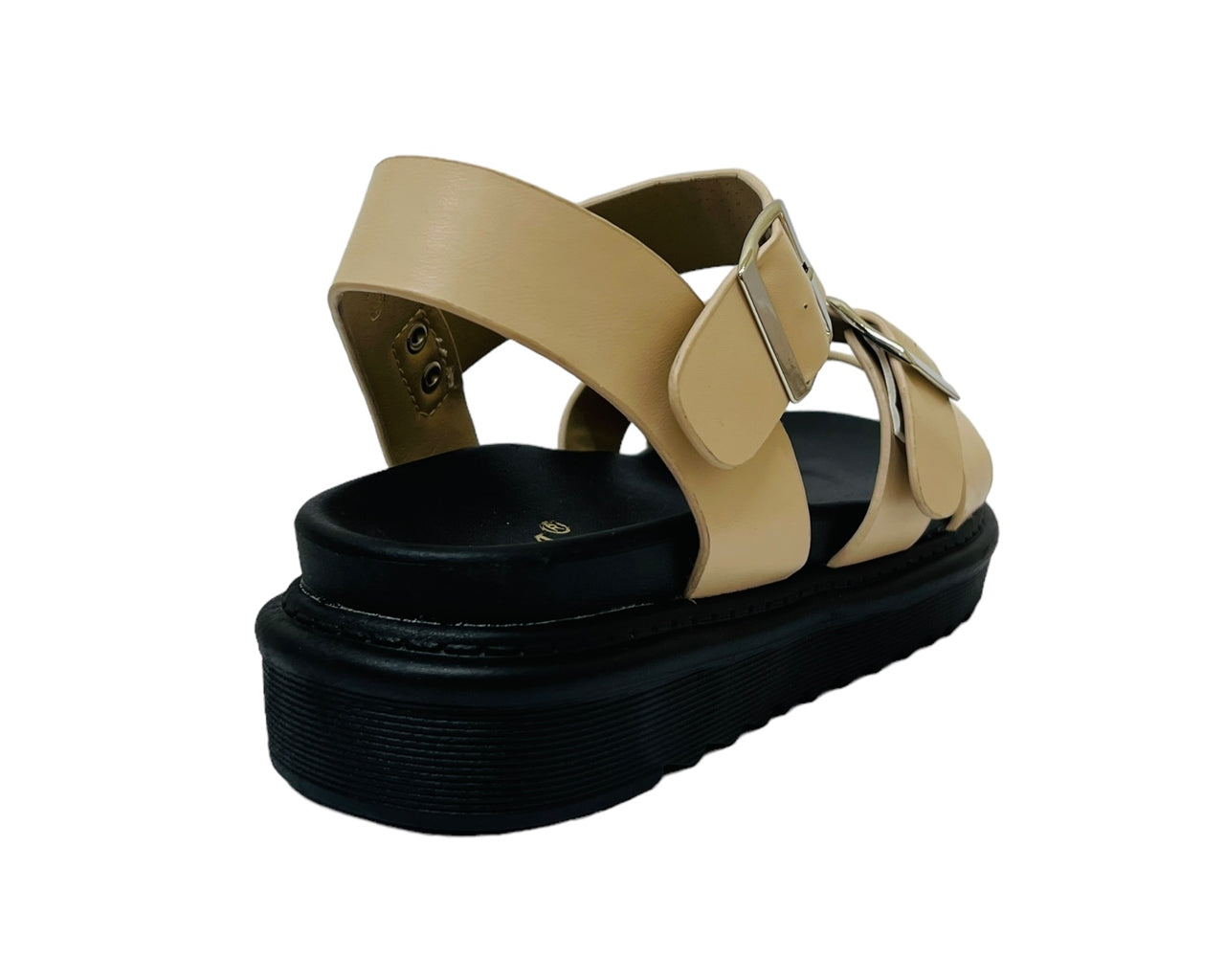 Faux Leather Ankle Strap Chunky Sandals