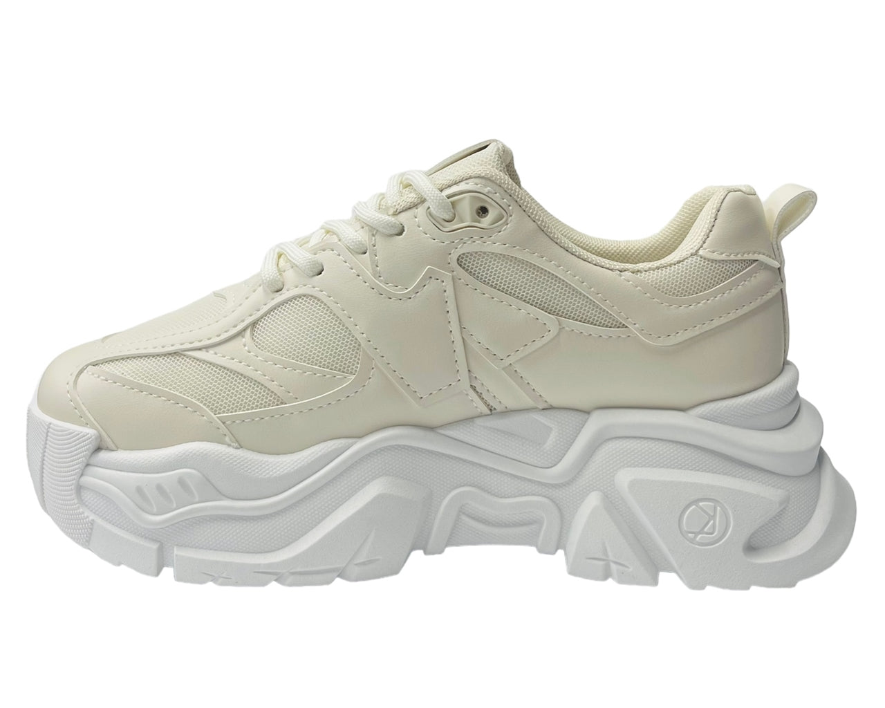 Faux Leather Chunky Sole Lace Up Trainers