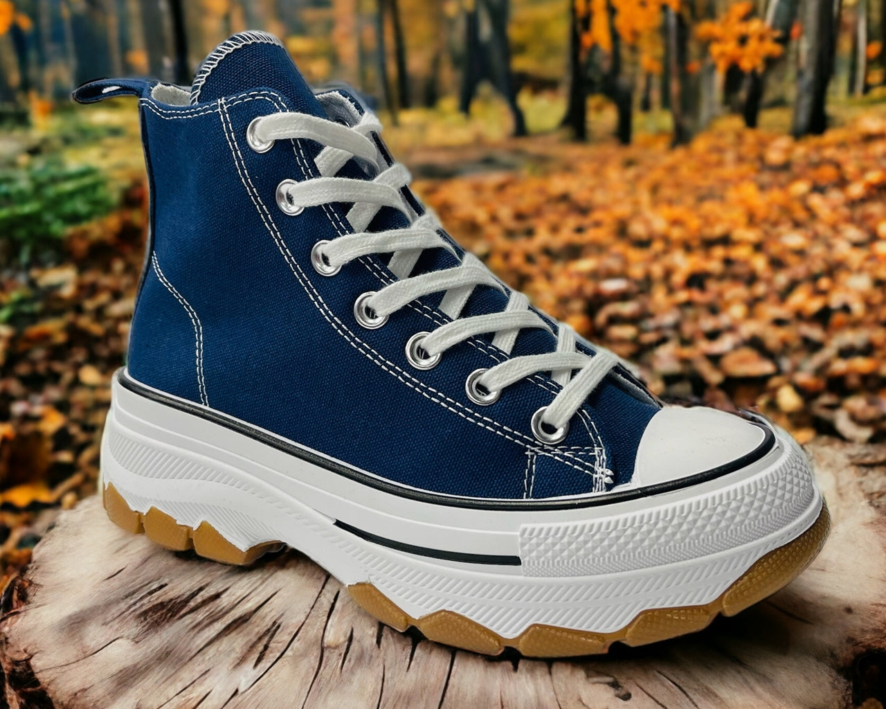 Chunky Sole Hi Top Canvas Trainers