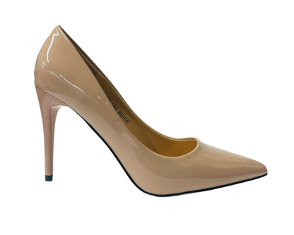 Faux Patent Leather High Stiletto Heel Court Shoes
