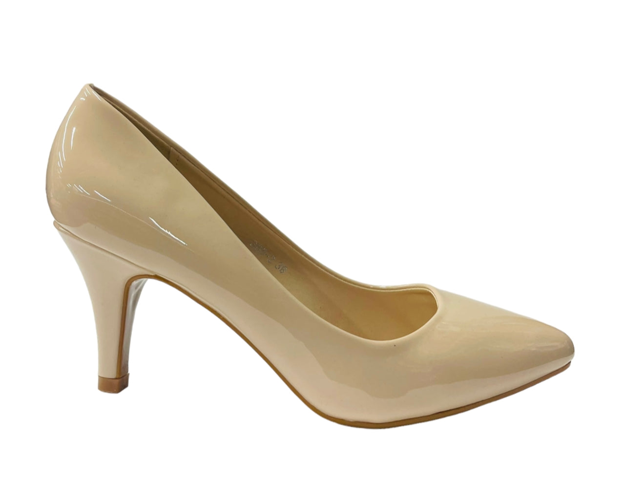 Faux Patent Leather Stiletto Heel Court Shoes