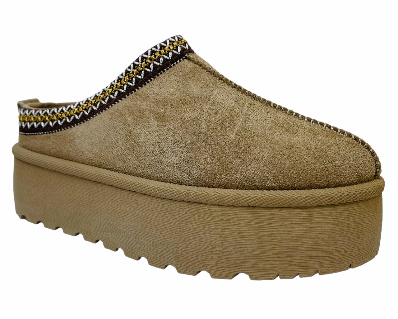 Faux Suede Aztec Platform Slip On Shoes