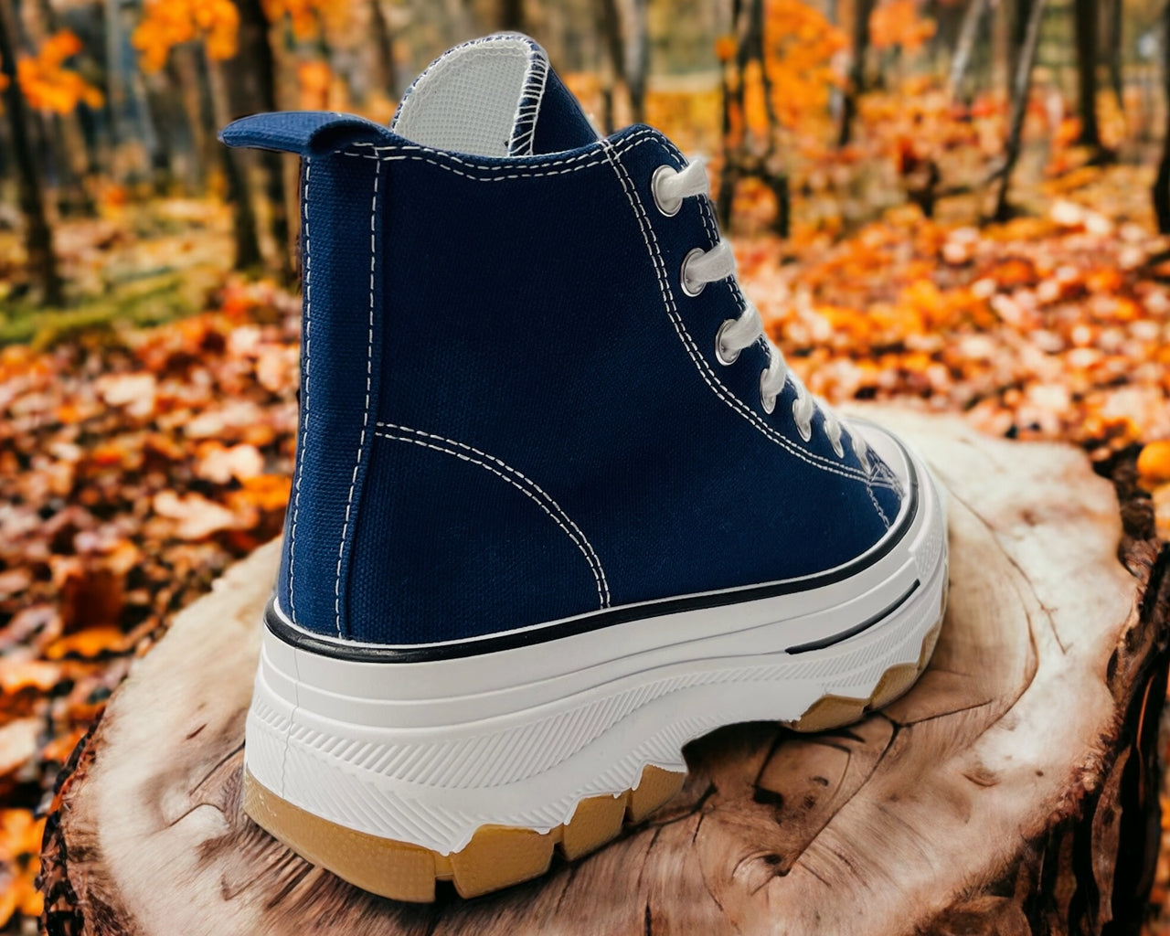 Chunky Sole Hi Top Canvas Trainers