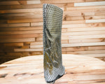 Women's Kneel High Fold Over Diamante Fishnet Block Heel Boots