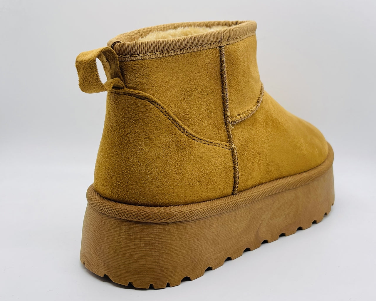 Faux Suede Fur Lining Platform Ankle Boots