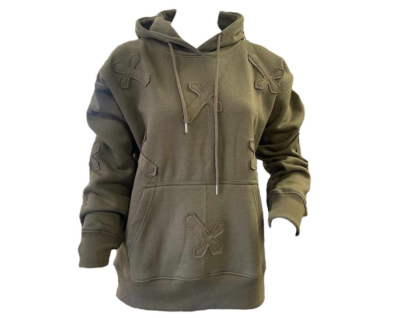 Cross Detail Embroidered Hooded Tracksuit
