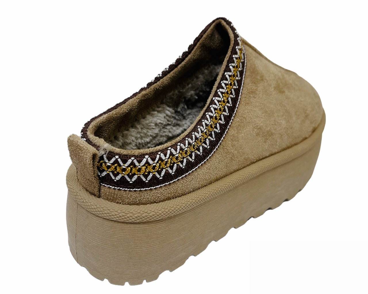 Faux Suede Aztec Platform Slip On Shoes