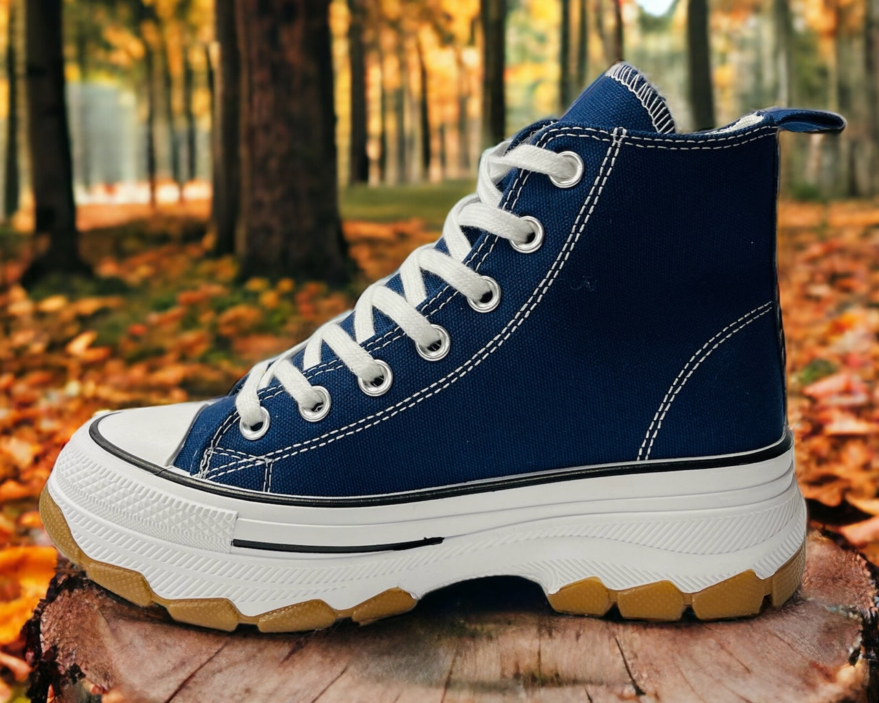 Chunky Sole Hi Top Canvas Trainers