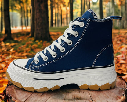 Chunky Sole Hi Top Canvas Trainers