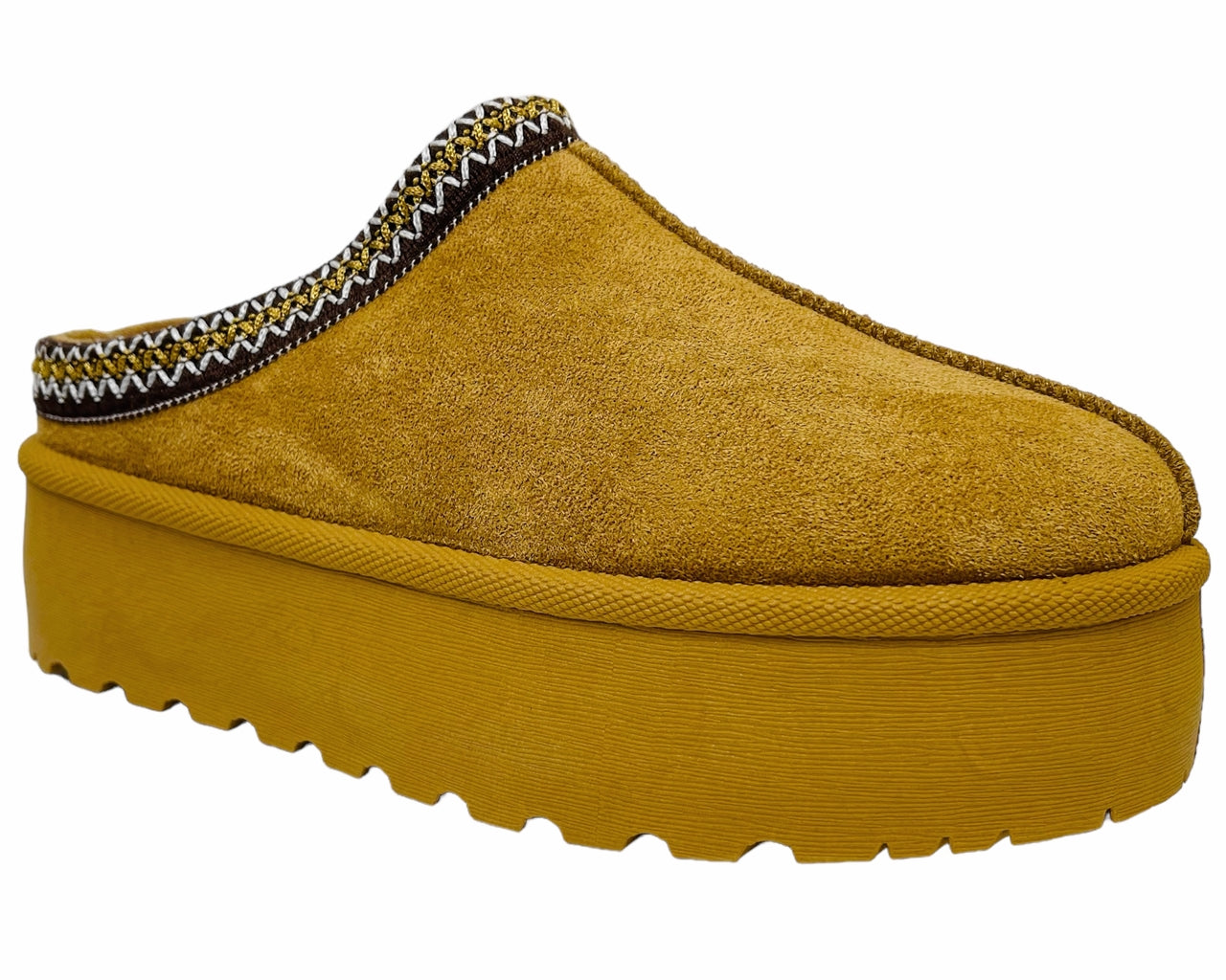 Faux Suede Aztec Platform Slip On Shoes