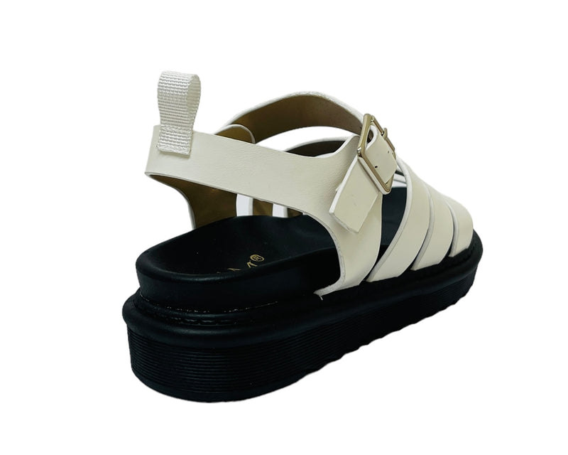Faux Leather Ankle Strap Sandals