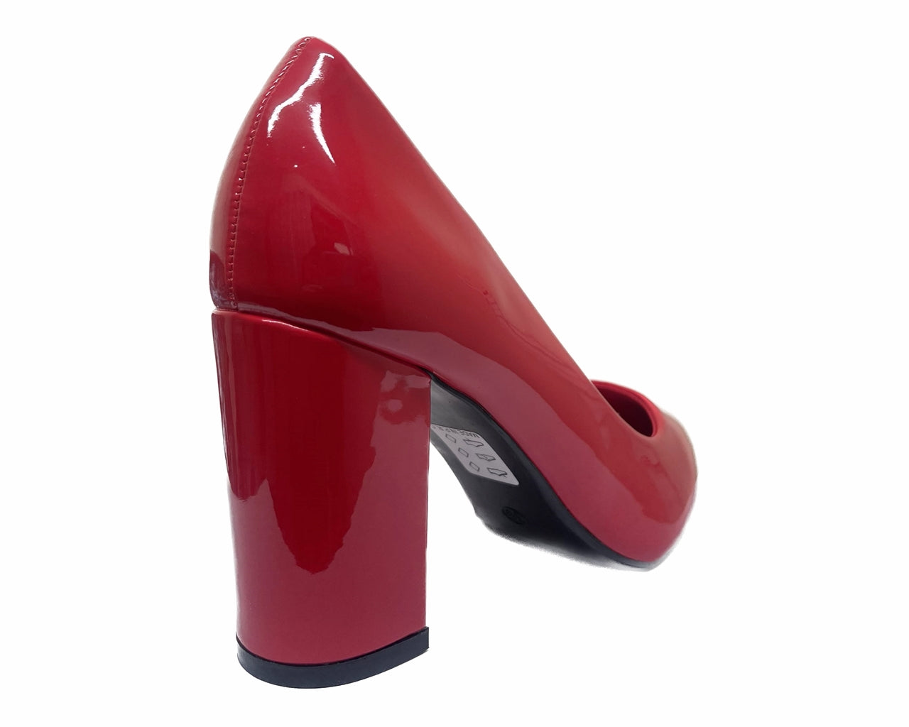 Block Heel Faux Patent Court Shoes