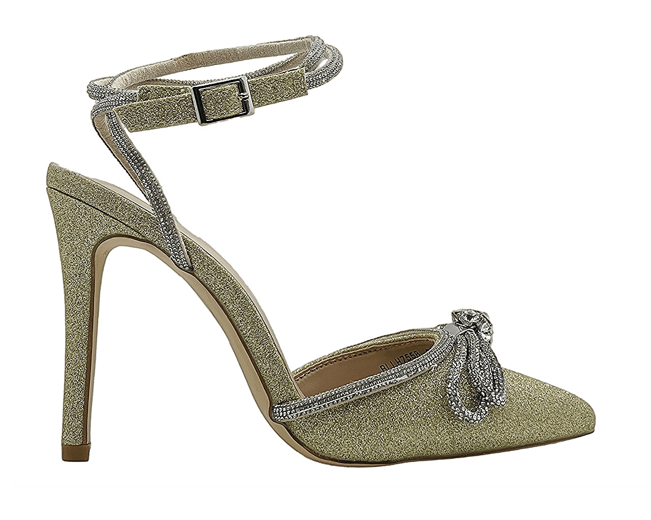 Ankle Strap Glitter Diamante Heel Shoes