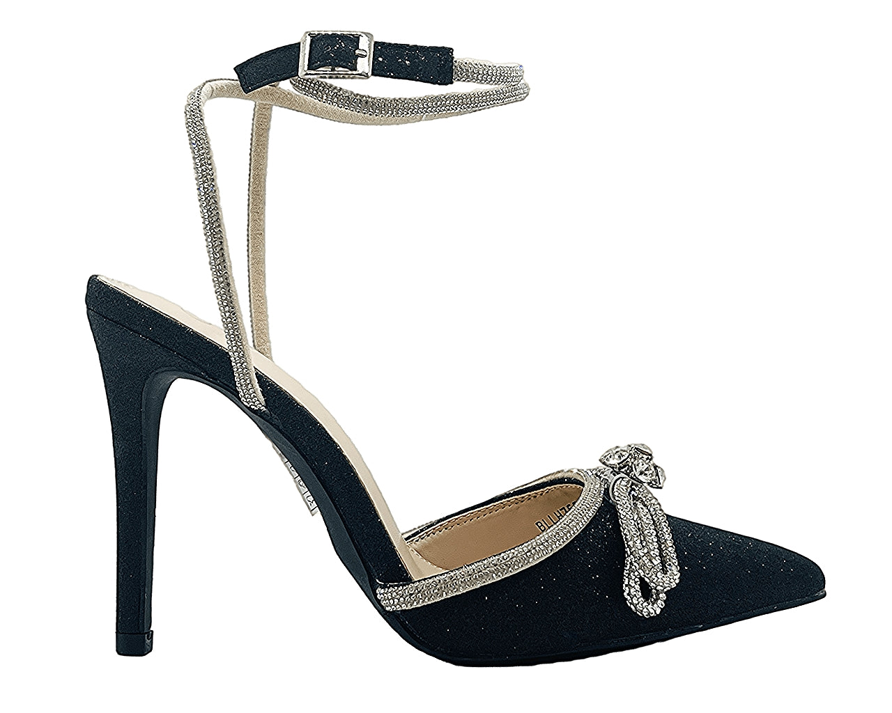 Ankle Strap Glitter Diamante Heel Shoes