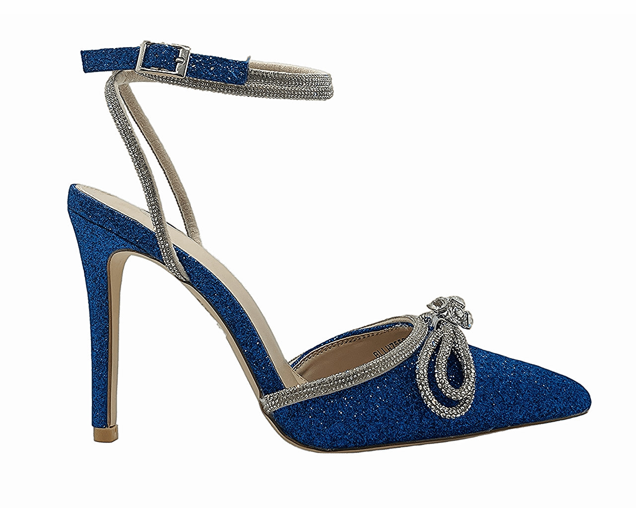 Ankle Strap Glitter Diamante Heel Shoes