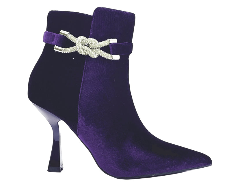Women's Velvet Spool Heel Ankle Boots