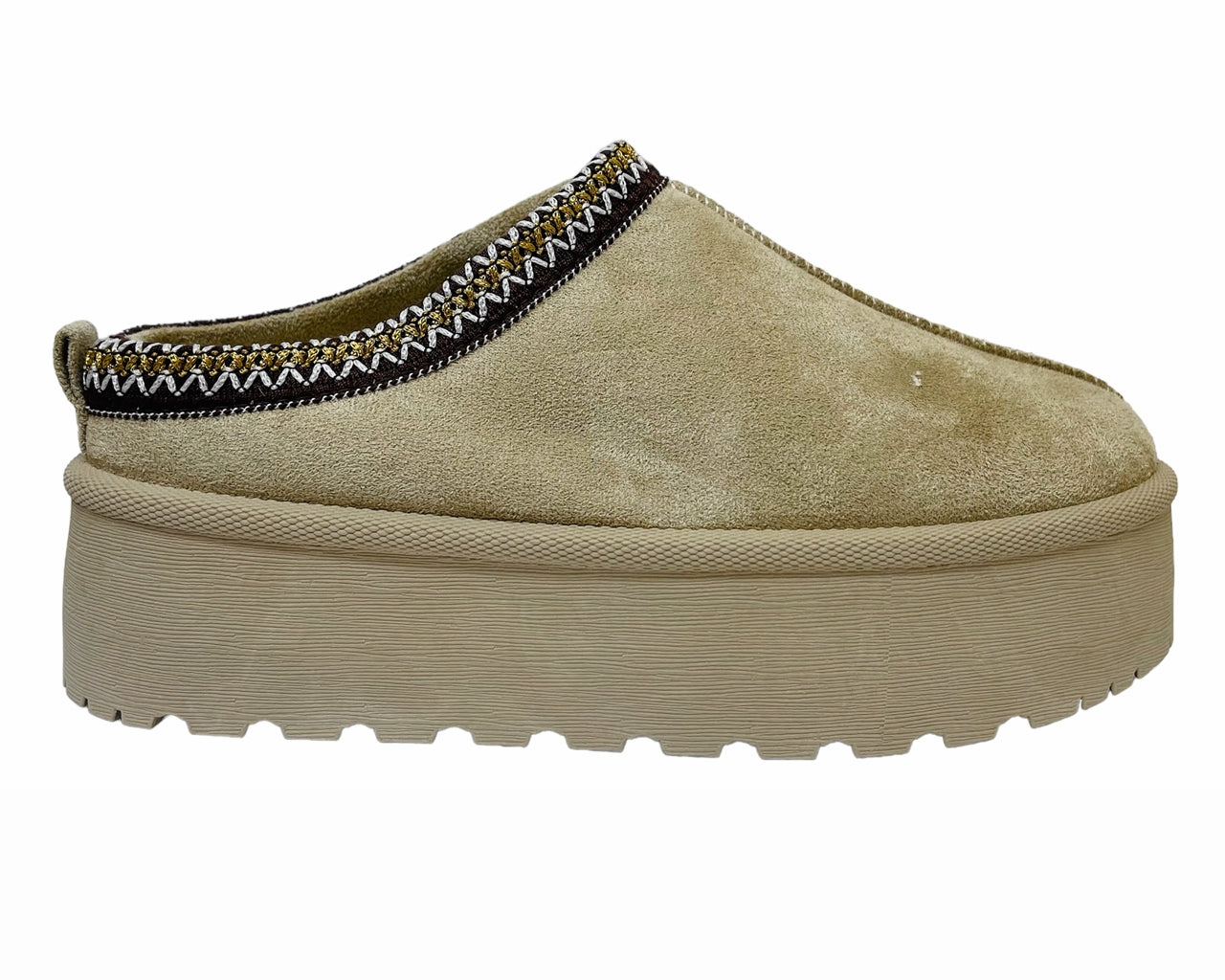 Faux Suede Aztec Platform Slip On Shoes