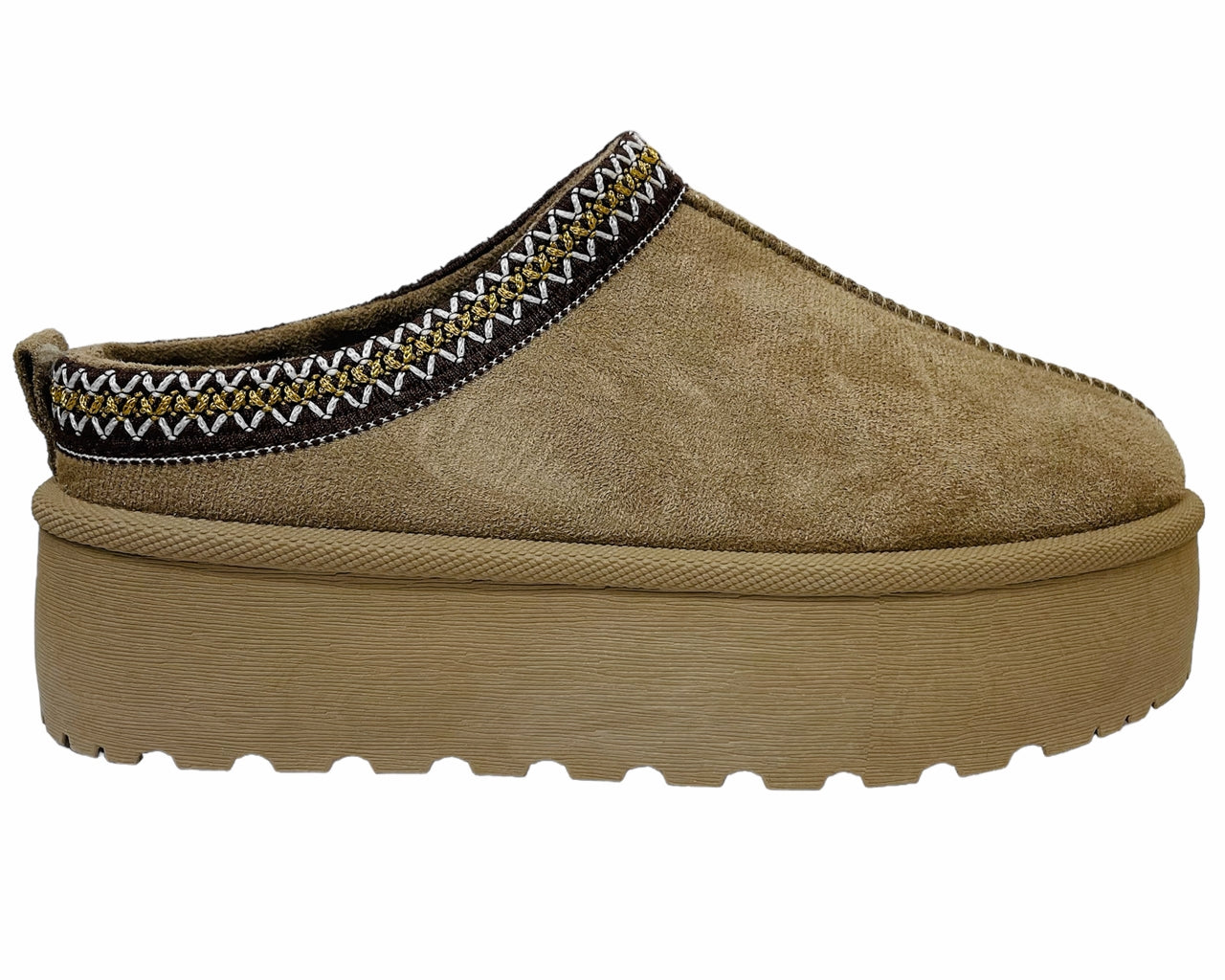 Faux Suede Aztec Platform Slip On Shoes