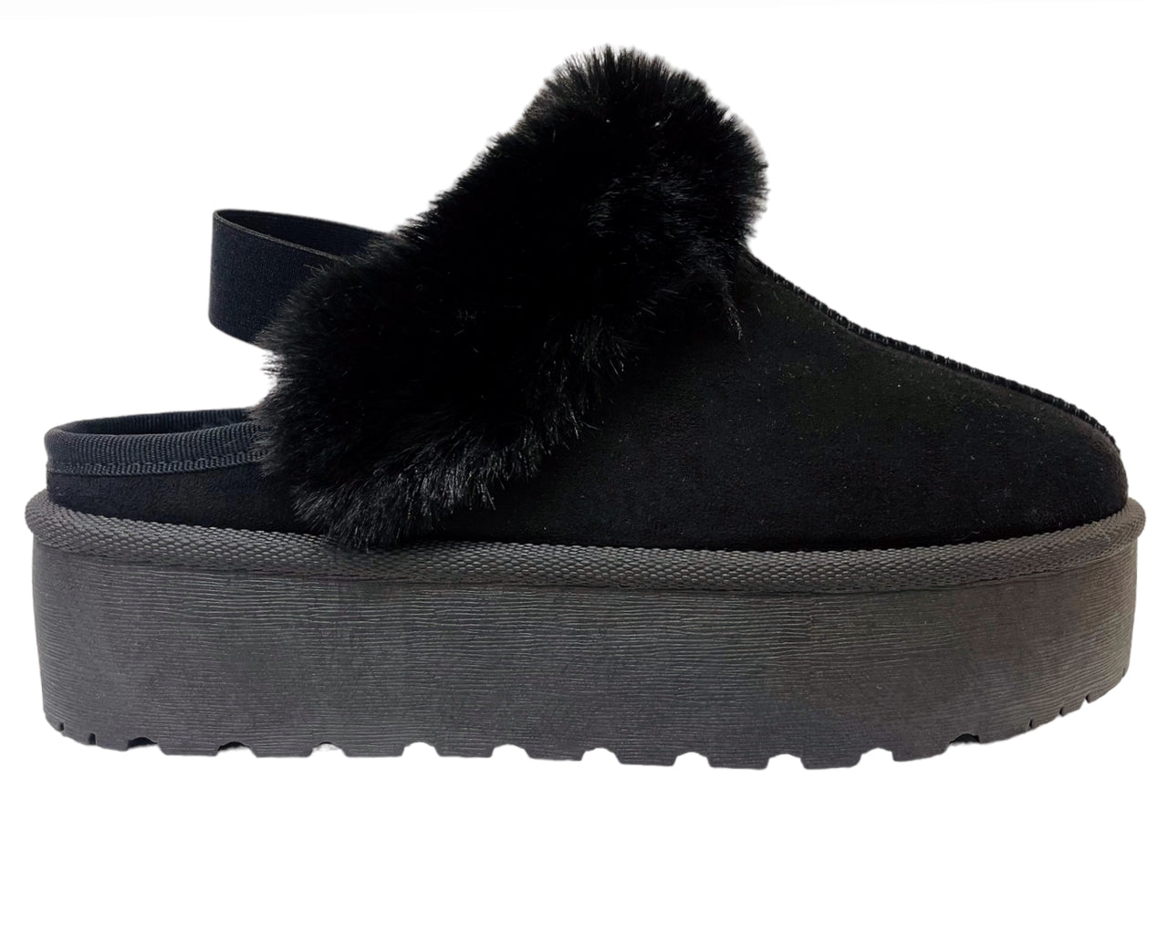 Faux Suede Fur Platform Strap Shoes