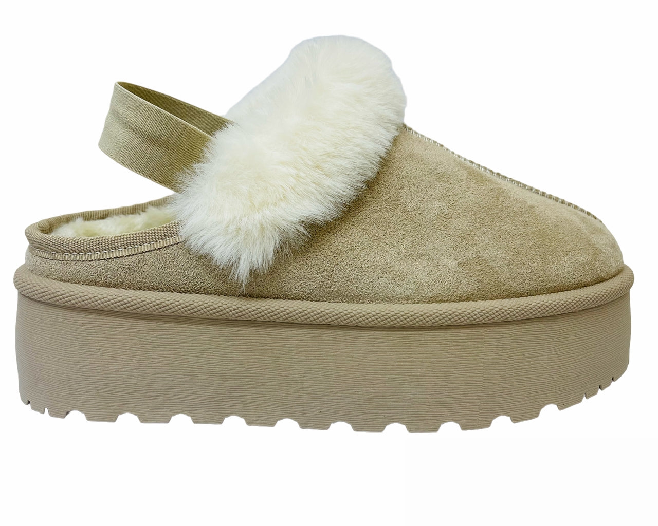 Faux Suede Fur Platform Strap Shoes