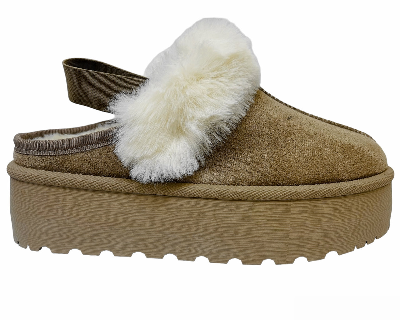 Faux Suede Fur Platform Strap Shoes