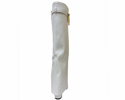 Faux Leather Padlock Knee High Fold Over Block Heel Boots