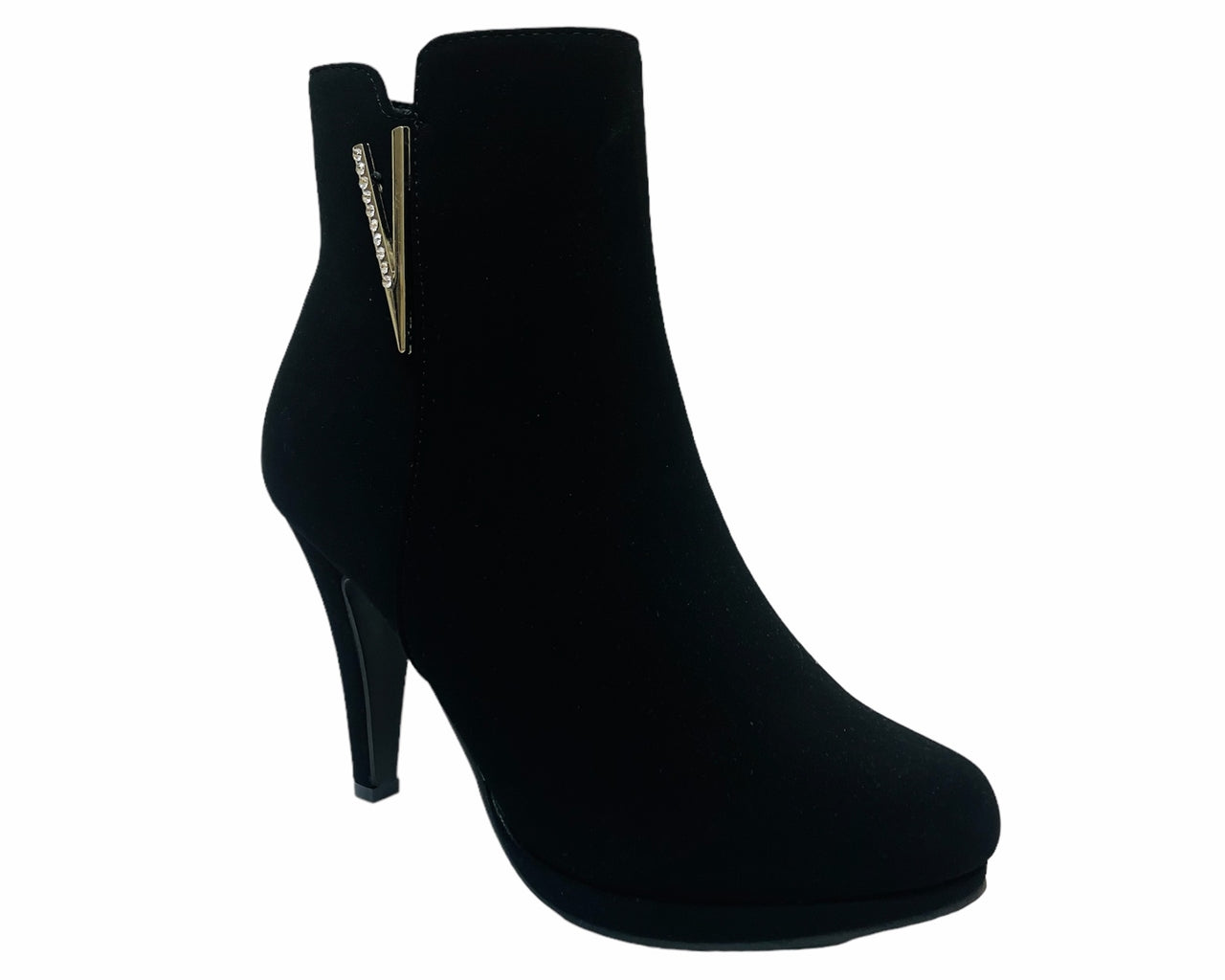 Faux Leather Round Toe Ankle Boots