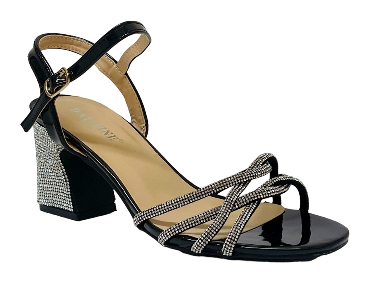 Crossover Diamante Strappy Ankle Strap Shoes