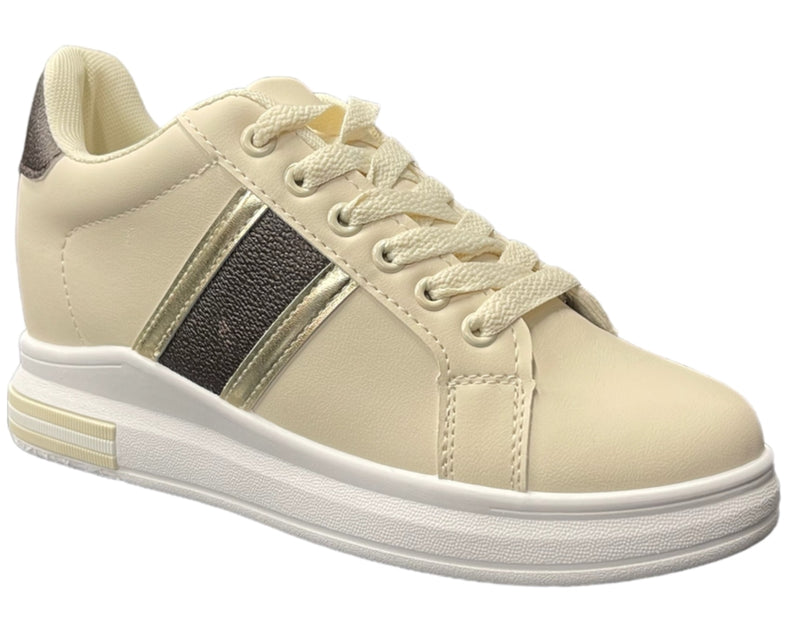 Women's Faux Leather Casual Lace Up Trainers