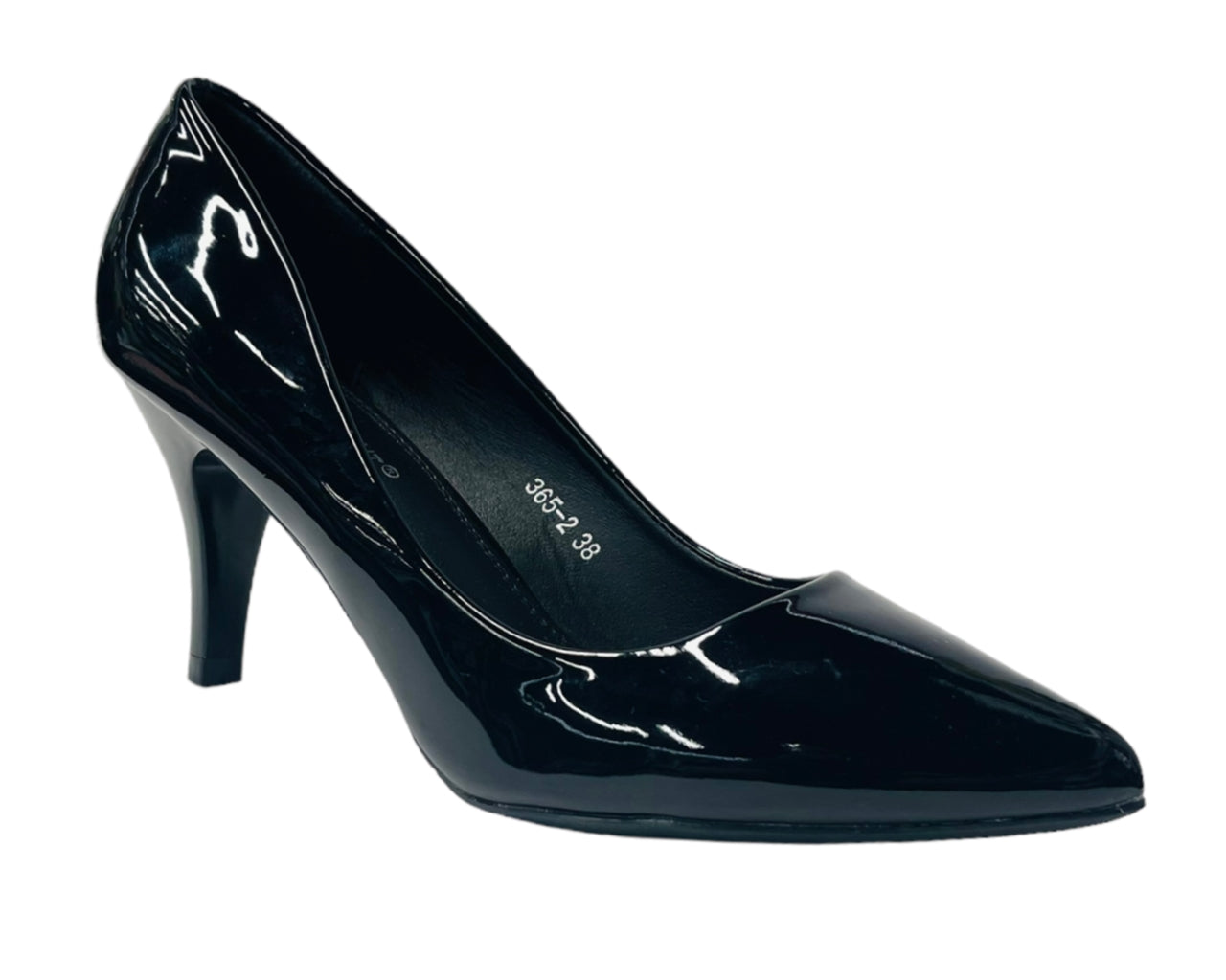 Faux Patent Leather Stiletto Heel Court Shoes