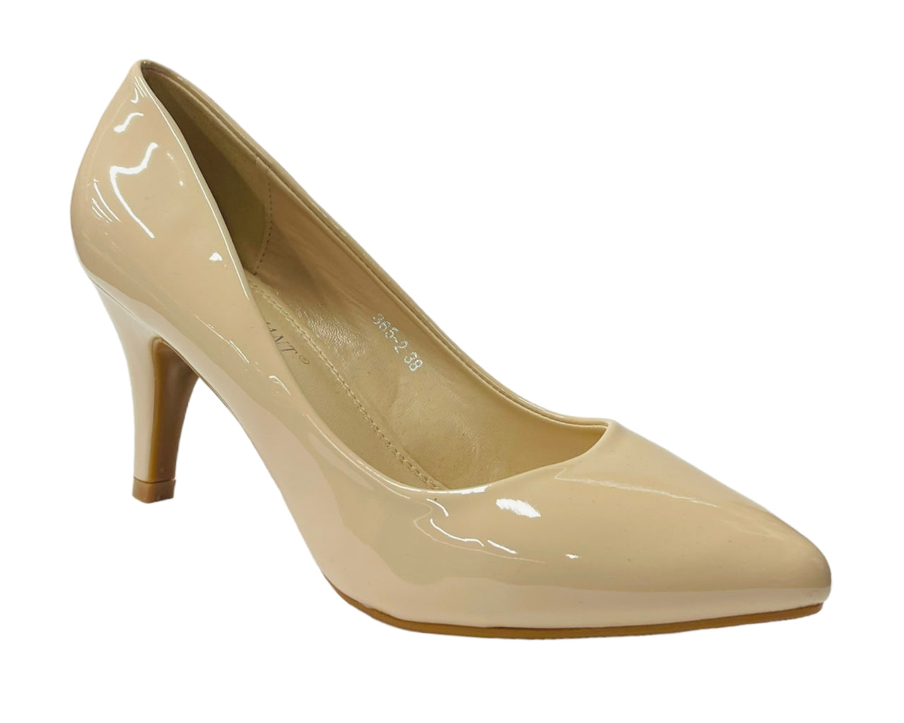 Faux Patent Leather Stiletto Heel Court Shoes