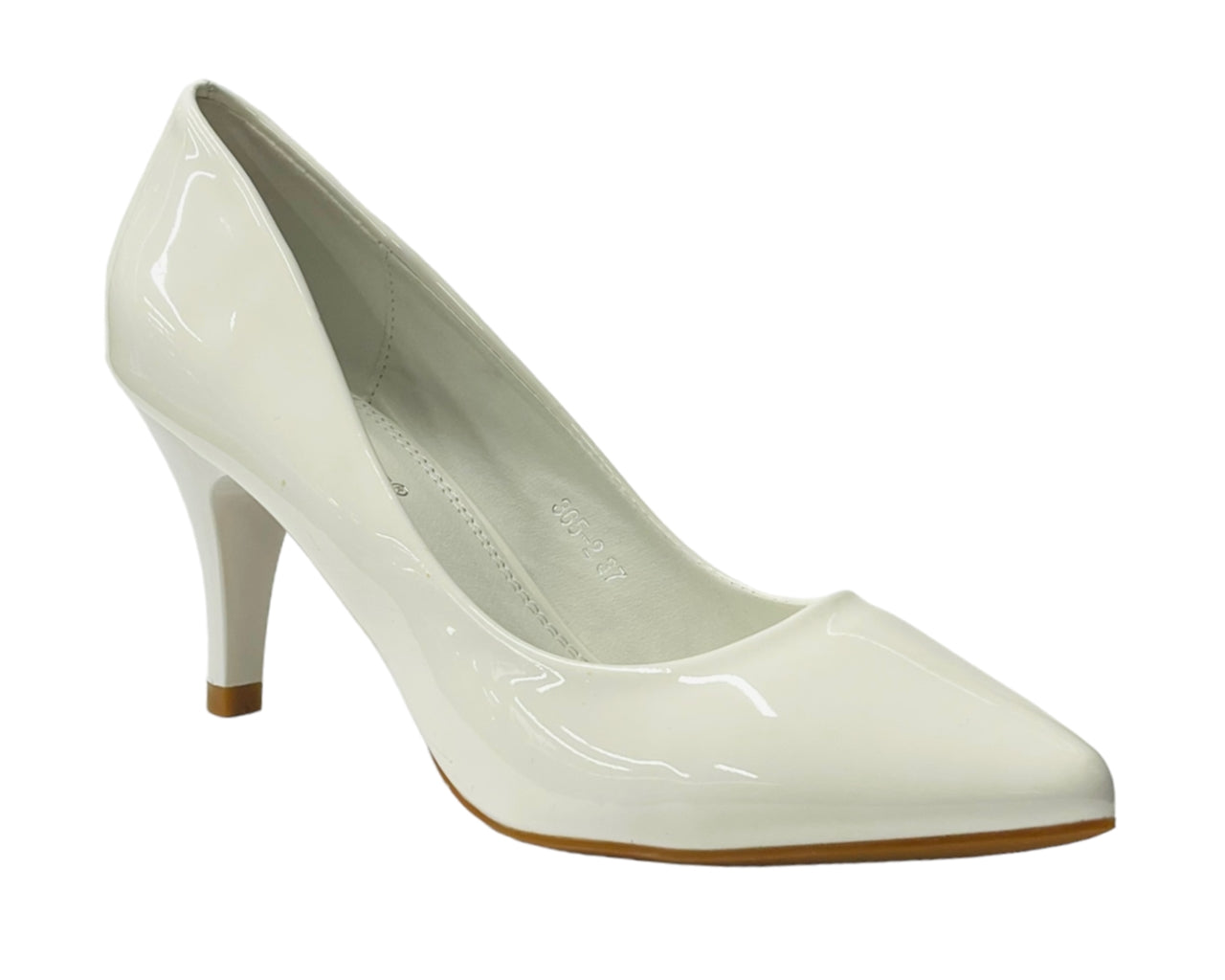 Faux Patent Leather Stiletto Heel Court Shoes