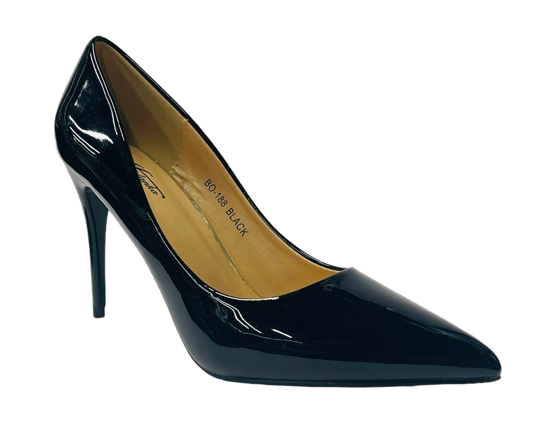 Faux Patent Leather High Stiletto Heel Court Shoes