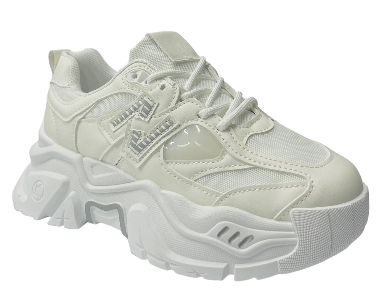 Faux Leather Chunky Sole Lace Up Trainers