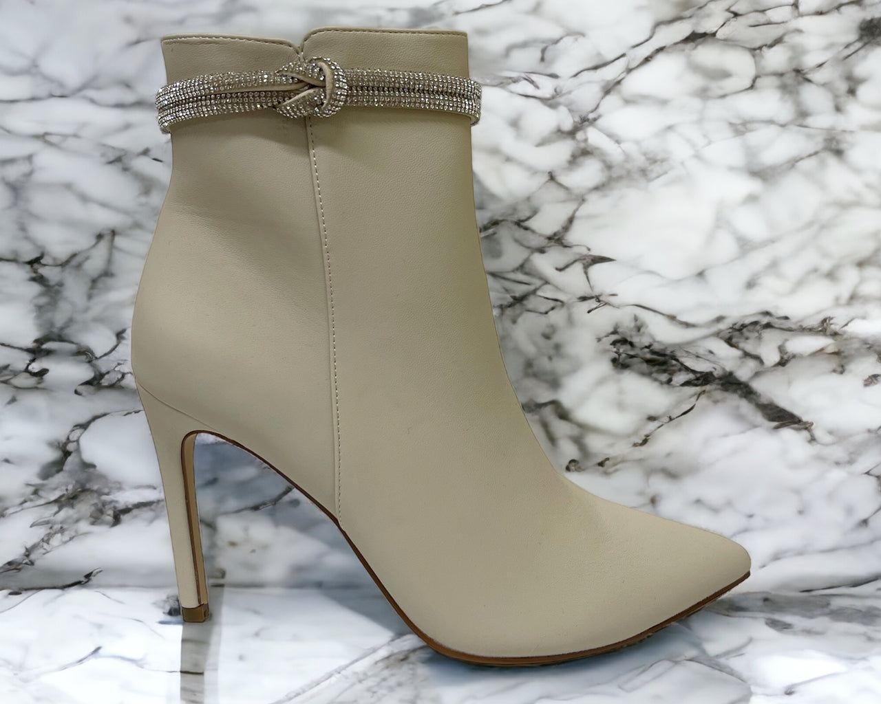 Faux Leather Pointed Toe Ankle Boots