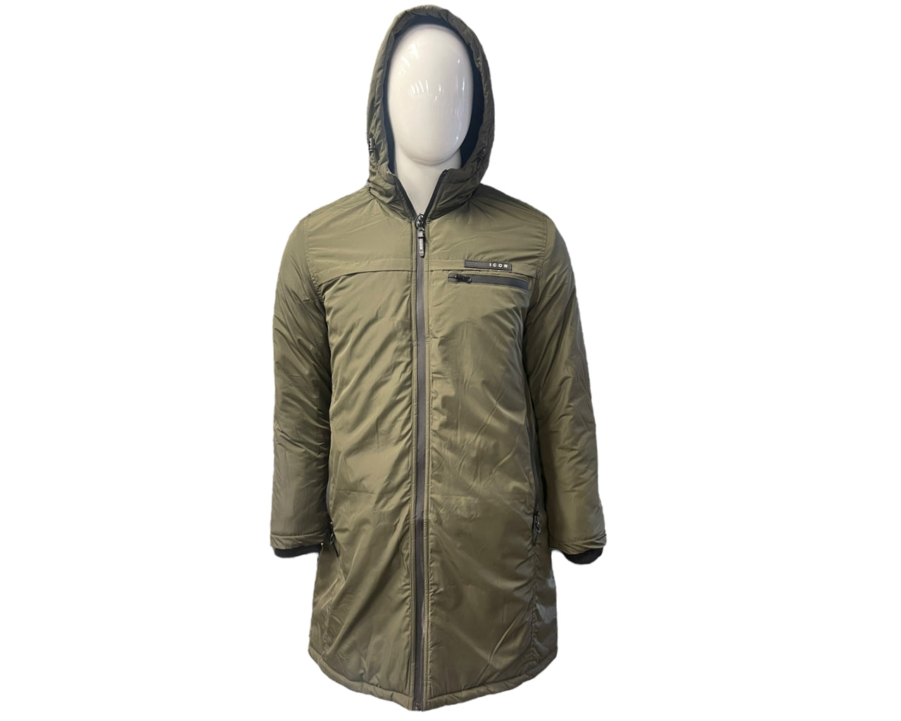 Full Zip Hooded Padded Long Parka Jacket
