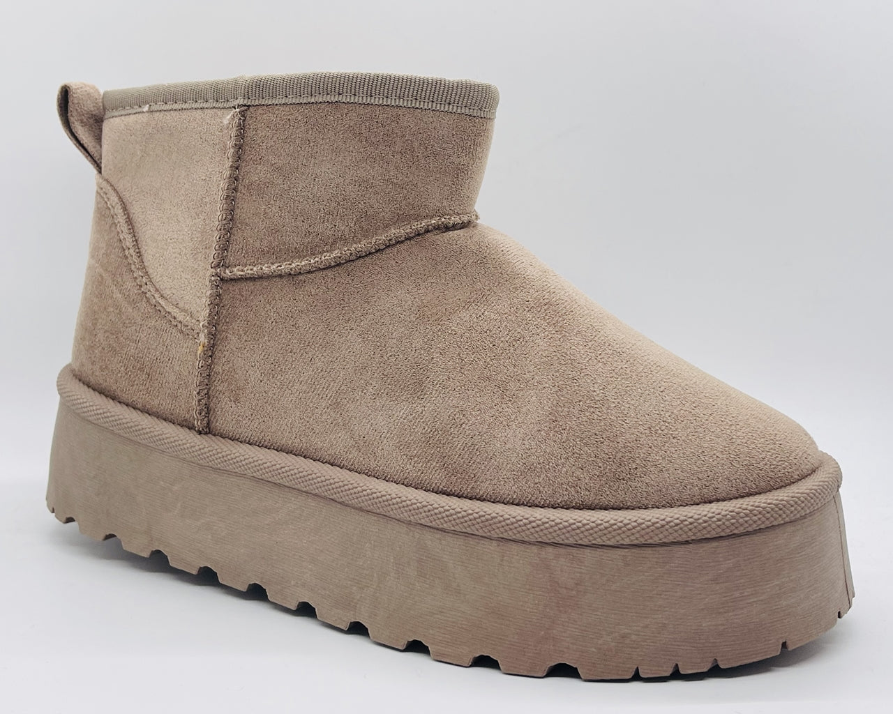 Faux Suede Fur Lining Platform Ankle Boots