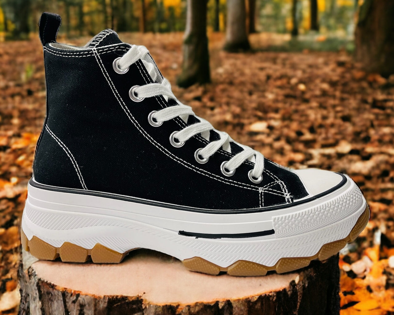 Chunky Sole Hi Top Canvas Trainers