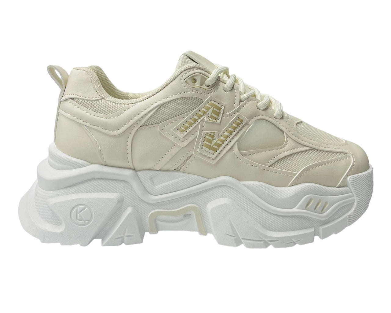 Faux Leather Chunky Sole Lace Up Trainers
