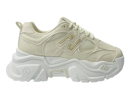Faux Leather Chunky Sole Lace Up Trainers