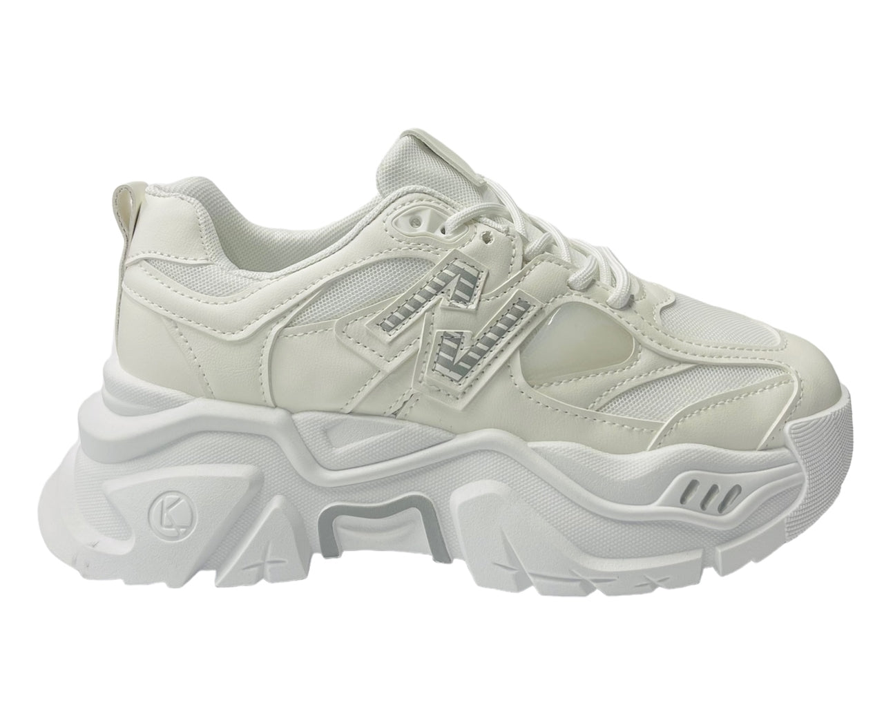 Faux Leather Chunky Sole Lace Up Trainers